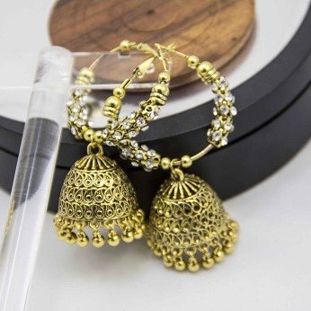 10. Antique Jhumka Earrings Jewellery Ethnic Golden Traditional Style For Women Fashion Wedding Jewelry 2 1