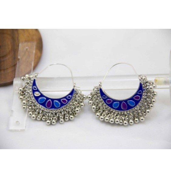 11. Antique Chaand Baali Earrings Jewellery Ethnic Traditional Colorful Stones For Women Fashion Jewelry Black Blue 4 1