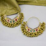 Light Weight Antique Chaand Baali Ethnic Traditional Earrings 6 Noonvao 11. Antique Chaand Baali Earrings Jewellery Ethnic Traditional Colorful Stones For Women Fashion Jewelry Green Red Golden Pink 2 2