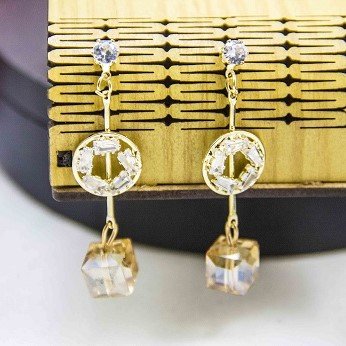 24. Fine Golden Jewellery Drop Earrings Light Weight For Women Fashion Wedding Jewelery In Zircon 2