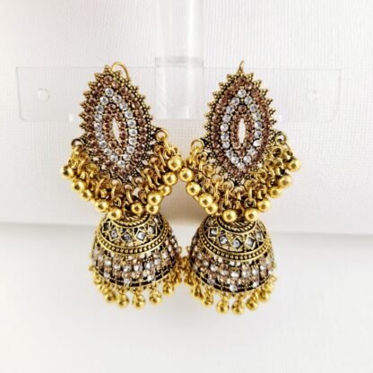 28. Traditional Jhumka Earrings Jewellery With Embedded Rhinestones Womens Fashion Wedding Jewelry 3