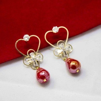 34. Fine Golden Jewellery Drop Earrings Light Weight For Women Fashion Wedding Jewelery In Zircon With Colored Hanging Bead 8