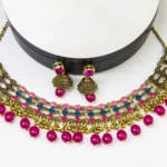 Ethnic Style Beaded Golden Polished Jewellery Choker Necklace With Jhumka Earrings For Women Fashion Jewelry With Pink Beads 4 Noonvao 5E0837D65670020Abf63B3184E62Ca65.Jpg 750X750.Jpg