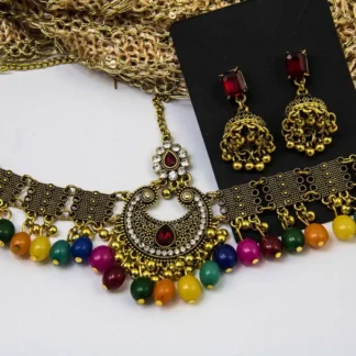 Ethnic Afghani Style Maatha Patti Jewellery Antique Fashion for Women Jewelry with earrings
