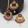Jhumka Earrings Fashion Jewellery Danglings with Maatha Tikka for Women - Image 3