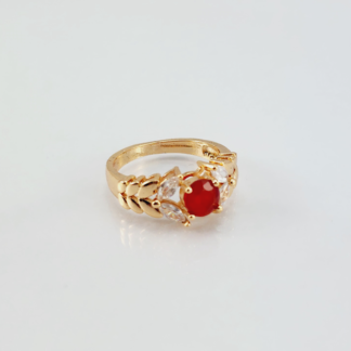 S11 - Zircon Gold Ring For Woman Fashion Wedding Engagement Party Jewelry with Red, Black, Rose Pink and Golden Stone