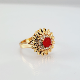 S2 - Rhinestones with Center Stone Zircon Ring For Woman Fashion Party Girls Charm Jewelry Black/Golden