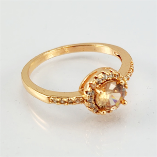 S7 - Zircon Round Diamond with Rhinestones Ring For Woman Elegant Jewelry Red Black Golden Pink