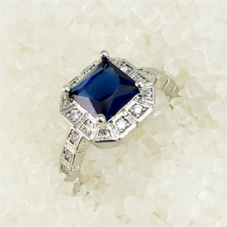 S9 - Silver Sterling Zircon Blue Diamond Ring For Woman Light Weight Eid Engagement Party Wedding Jewelry