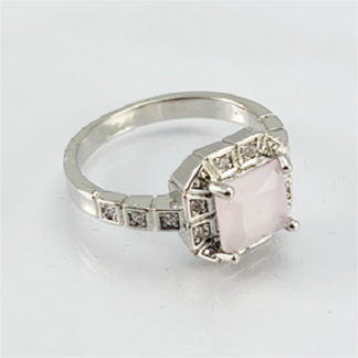 S9 - Silver Sterling Zircon Rose Pink Diamond Ring For Woman Light Weight Eid Engagement Party Wedding Jewelry