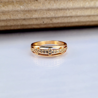 Dr10 - Gold Plated Golden Glimmer Zircon Ring – Trendy Women’s Ring In Pakistan