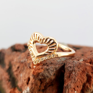 Dr12 - Gold Plated Love Cutout Zircon Ring – Trendy Women’s Ring In Pakistan