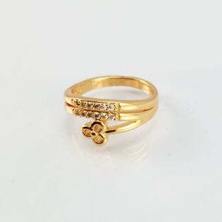 Dr17 - Gold Plated Special Flower Zircon Ring – Trendy Women’s Ring In Pakistan