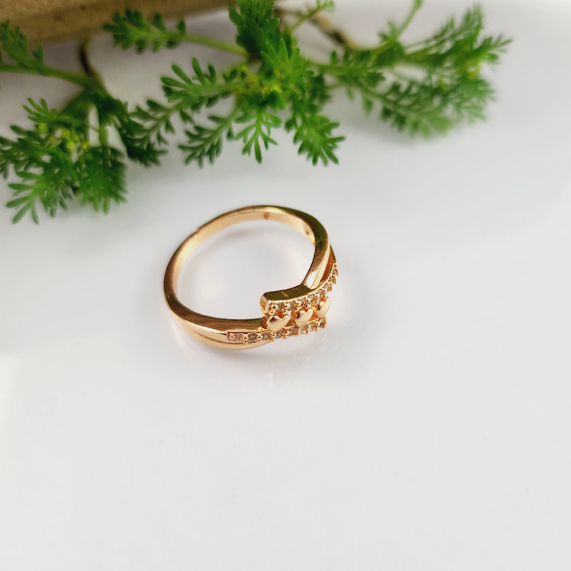 D2 (5) Zircon Gold Ring For Woman Fashion Wedding Party No Tarnish Jewelry