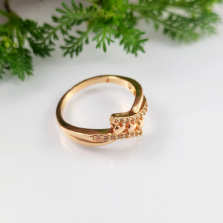 DR2 - Gold Plated triple Heart Zircon Ring – Trendy Women’s Ring in Pakistan