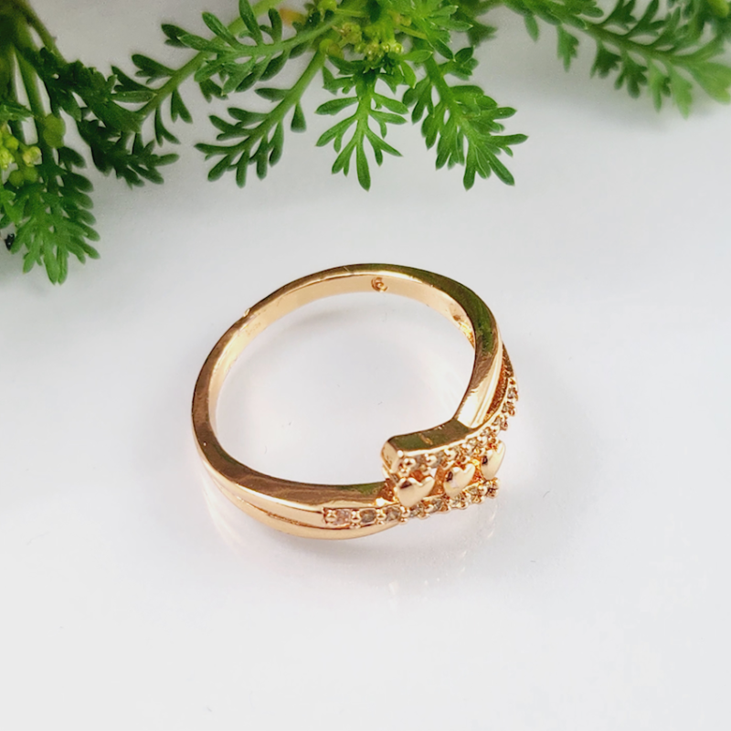 D2 (7) Zircon Gold Ring For Woman Fashion Wedding Party No Tarnish Jewelry