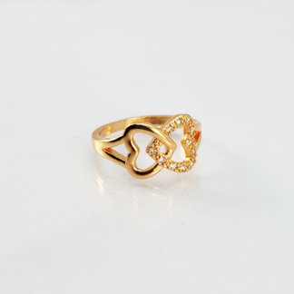 Dr25 - Gold Plated Double Heart Zircon Ring – Trendy Women’s Ring In Pakistan